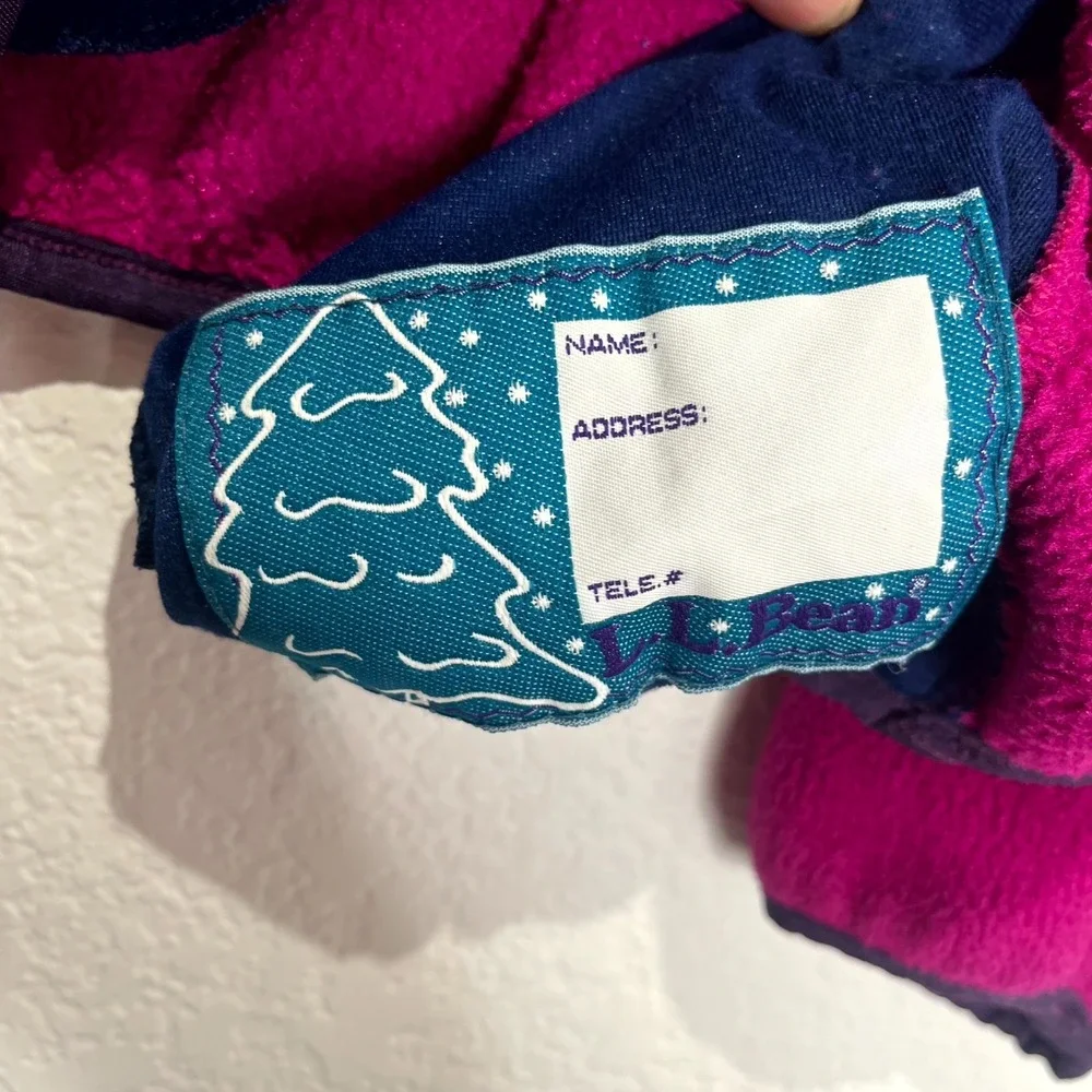 Vintage‎ L.L. Bean Anorak Fleece Jacket Kids Large Fuchsia USA Made Quarter Snap